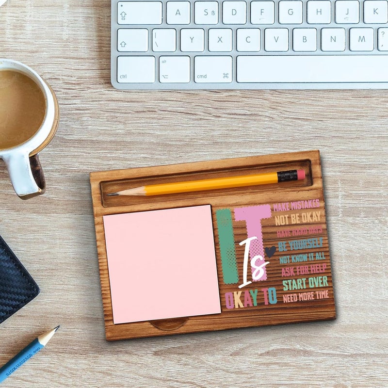 akeke It's Okay to Sticky Notes Holder, Mental Health Matter, Positive, Motivational, Mental Health Awareness Gifts for Coworkers, Women, Colleagues, Boss, Self-Stick Note Pad Holders GAA60 - Image 3